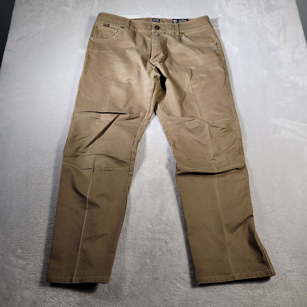 Kuhl Rydr Pants Mens 38x31 Khaki Articulated Knee Gusseted Crotch Work Hiking